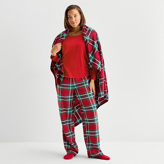 Liz Claiborne Womens Long Sleeve 4-pc. Pajama Set