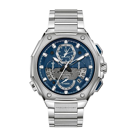 Bulova Precisionist Mens Silver Tone Stainless Steel Bracelet Watch 96b349