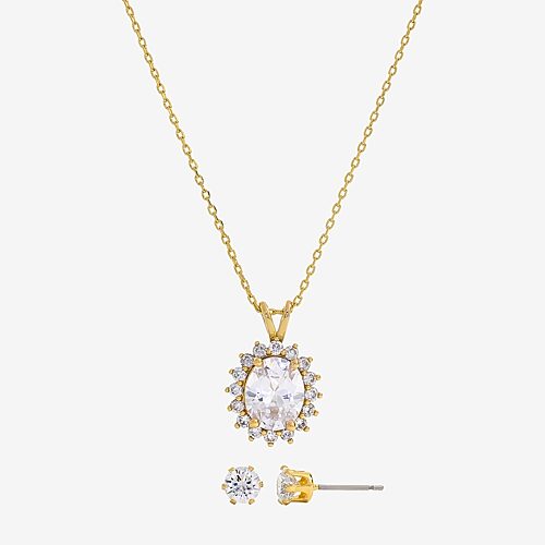 Sparkle Allure Womens Cubic Zirconia 14K Gold Over Brass 2-pc. Jewelry Set, One Size
