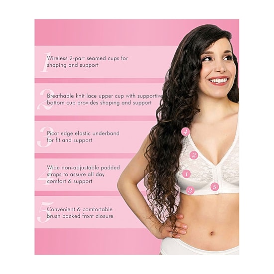 Exquisite Form®  Women's FULLY Lace Wireless Back & Posture Support Bra with Front Closure-5100565