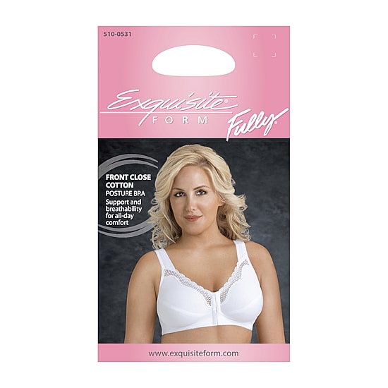 Exquisite Form® Women's FULLY Wireless Cotton Back & Posture Support Bra with Front Closure & Lace- 5100531