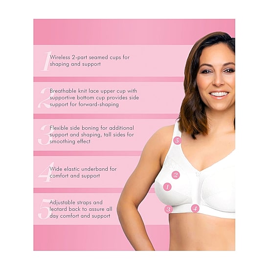 Exquisite Form® Women's FULLY Slimming Wireless Full-Coverage Bra with Back Closure & Lace- 5100548