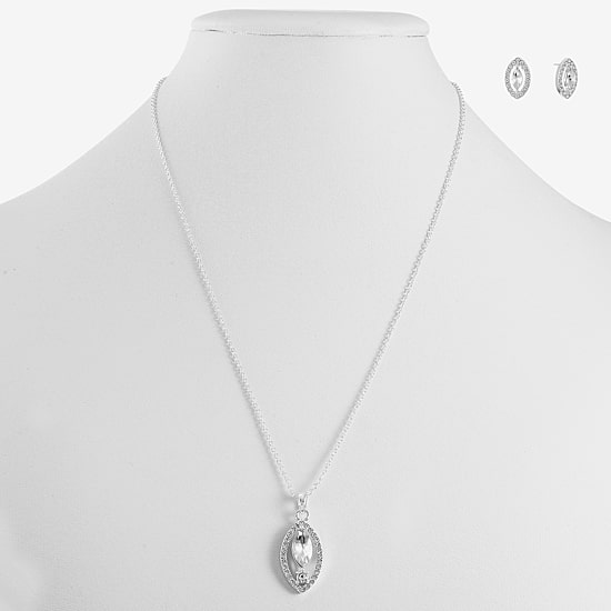 Monet Jewelry Timeless Silver Tone Pendant Necklace And Stud Earring Womens 2-pc. Jewelry Set