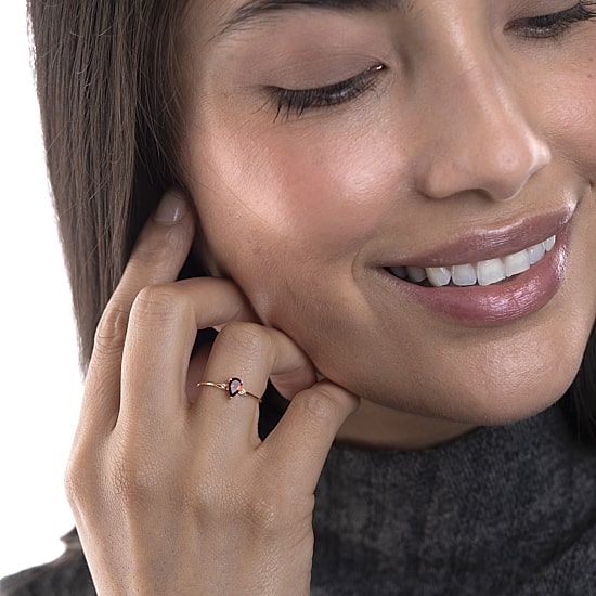 Silver Treasures Genuine Stone 14K Gold Over Silver Band