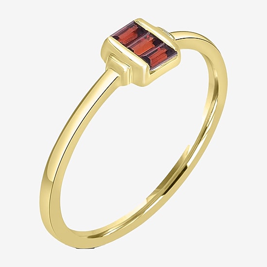 Silver Treasures Genuine Stone 14K Gold Over Silver Band