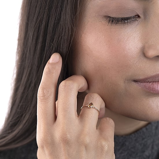 Silver Treasures Genuine Stone 14K Gold Over Silver Band