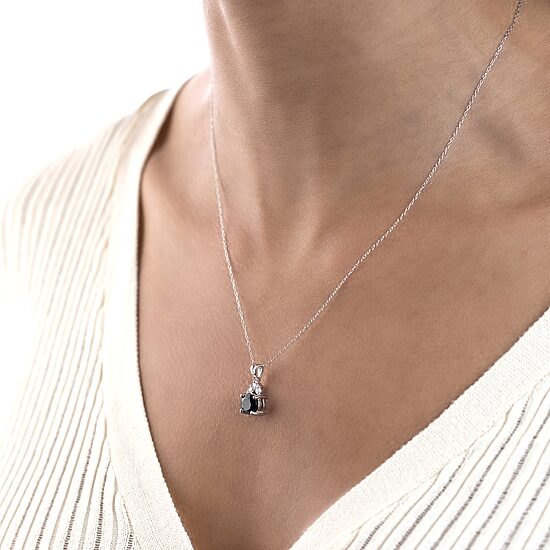 Silver Treasures Genuine Stone Sterling Silver 18 Inch Cable Pendant Necklace