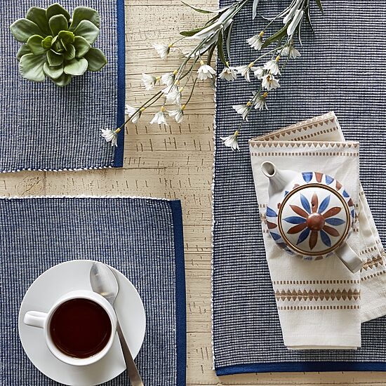 Design Imports Navy & White 2-Tone Ribbed 6-pc. Placemats