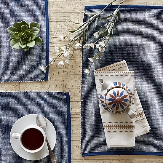 Design Imports Navy & White 2-Tone Ribbed 6-pc. Placemats