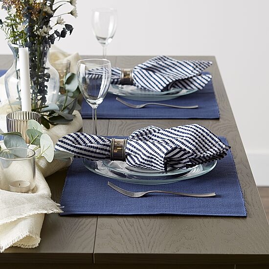 Design Imports French Blue Ribbed 6-pc. Table Linen Set