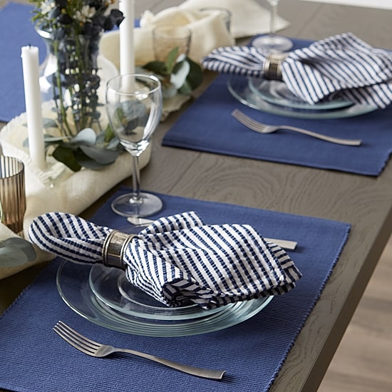 Design Imports French Blue Ribbed 6-pc. Table Linen Set
