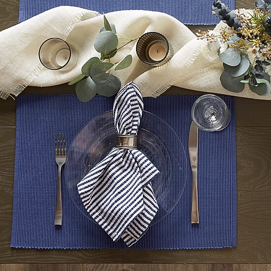 Design Imports French Blue Ribbed 6-pc. Table Linen Set
