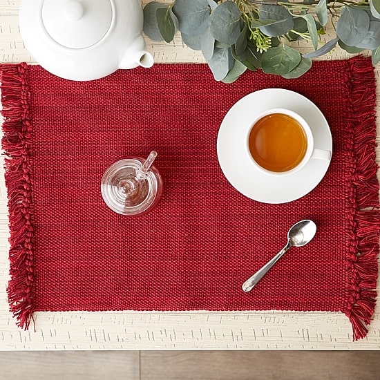 Design Imports Variegated Redwood Fringe 6-pc. Placemats