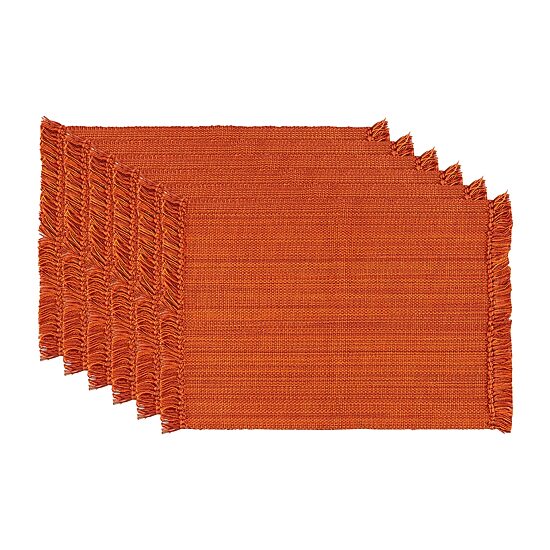 Design Imports Variegated Burnt Orange Fringe 6-pc. Placemats