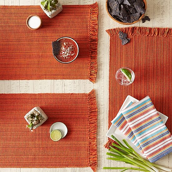 Design Imports Variegated Burnt Orange Fringe 6-pc. Placemats