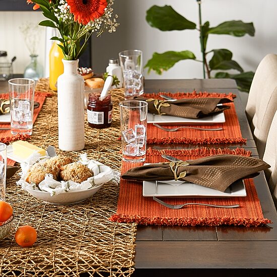 Design Imports Variegated Burnt Orange Fringe 6-pc. Placemats