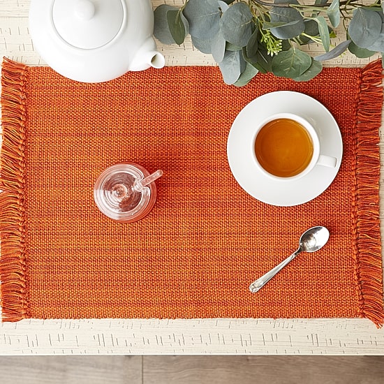 Design Imports Variegated Burnt Orange Fringe 6-pc. Placemats