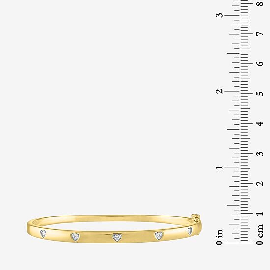 Diamond Addiction Womens 1/10 CT. T.W. Natural White Diamond 14K Gold Over Silver Sterling Silver Heart Bangle Bracelet