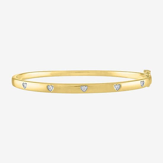 Diamond Addiction Womens 1/10 CT. T.W. Natural White Diamond 14K Gold Over Silver Sterling Silver Heart Bangle Bracelet