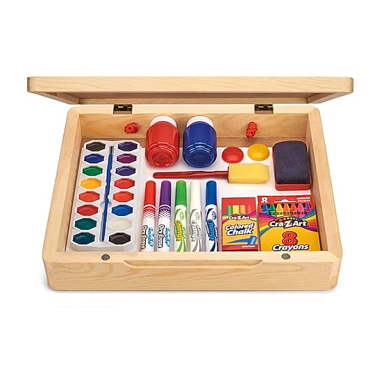 Cra-Z-Art 5-In-1 Portable Wooden Tabletop Art Easel With Chalkboard And Dry Erase Board 60-pc. Art Set