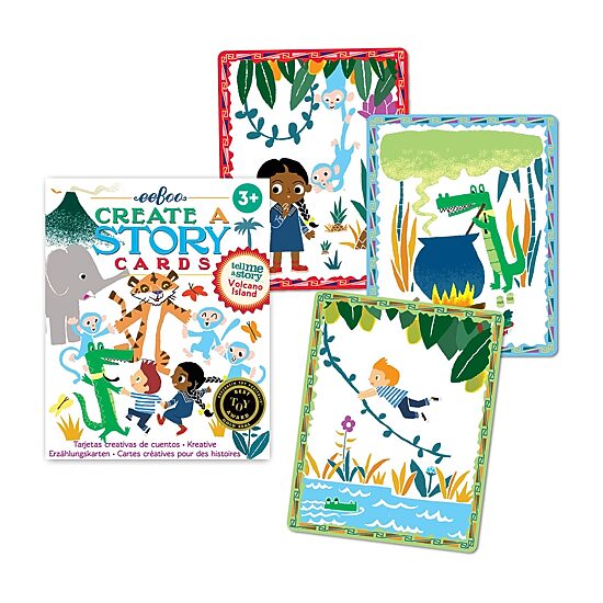 Eeboo Volcano Island Create A Story Pre-Literacy Cards Interactive Toy