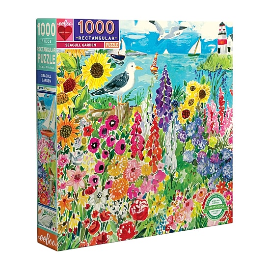Eeboo Piece And Love Seagull Garden 1000  Piece Rectangular Adult Jigsaw 1000-pc. Puzzle