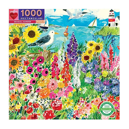 Eeboo Piece And Love Seagull Garden 1000  Piece Rectangular Adult Jigsaw 1000-pc. Puzzle
