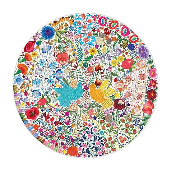 Eeboo Piece And Love Blue Bird Yellow Bird 500 Piece Adult   Round Jigsaw 500-pc. Puzzle