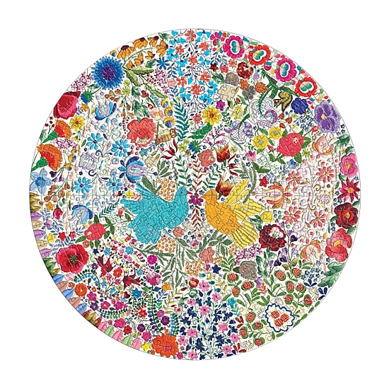 Eeboo Piece And Love Blue Bird Yellow Bird 500 Piece Adult   Round Jigsaw 500-pc. Puzzle