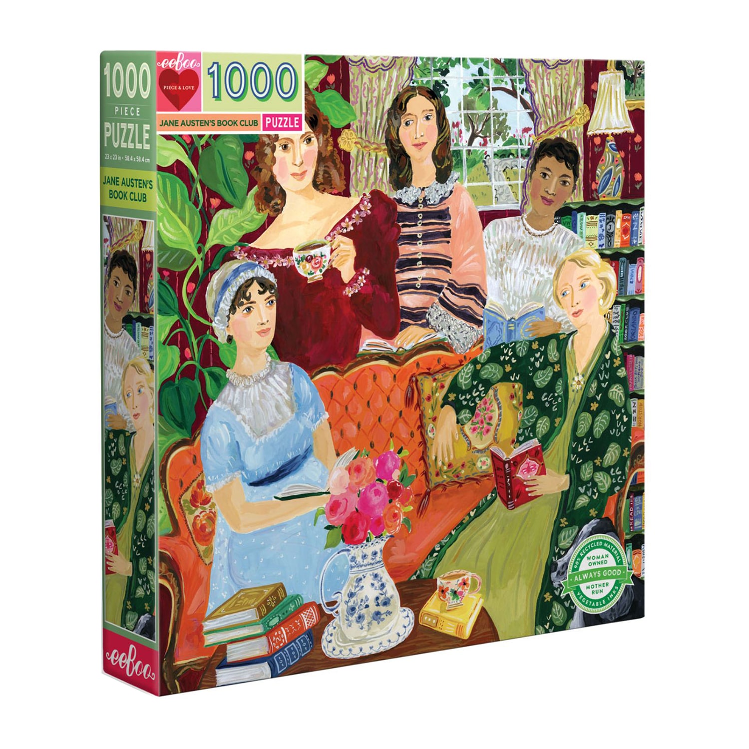 Eeboo Piece And Love Jane Austen'S Book Club  1000 Piece Square Adult Jigsaw 1000-pc. Puzzle
