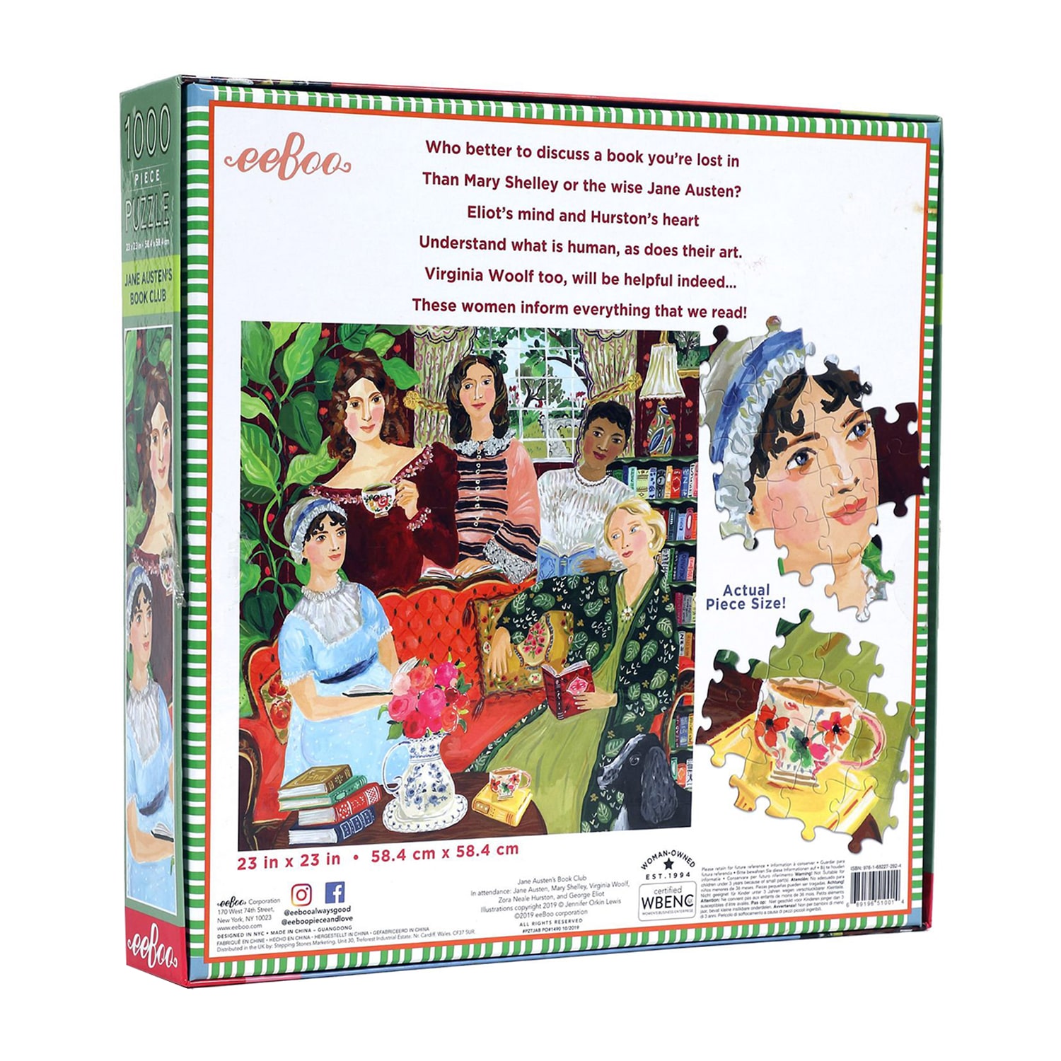 Eeboo Piece And Love Jane Austen'S Book Club  1000 Piece Square Adult Jigsaw 1000-pc. Puzzle