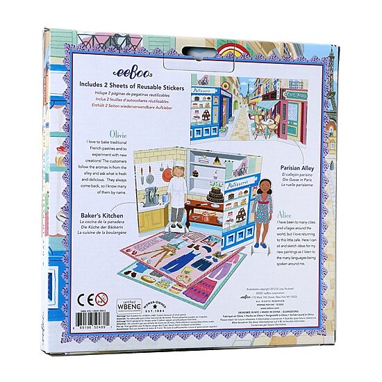 Eeboo Baker And Painter Paper Dolls Reusable Set 3-pc. Craft Kit