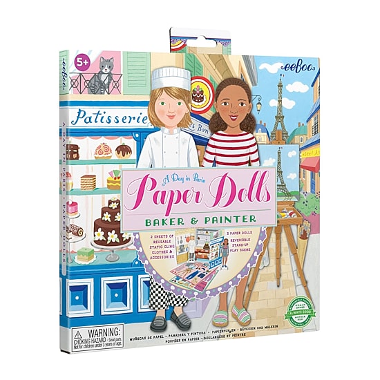 Eeboo Baker And Painter Paper Dolls Reusable Set 3-pc. Craft Kit