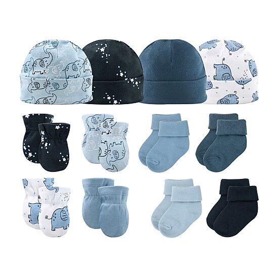 The Peanutshell 0-3m Blue Elephant Baby Unisex Knit 30-pc. Baby Clothing Set