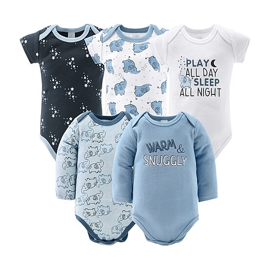 The Peanutshell 0-3m Blue Elephant Baby Unisex Knit 30-pc. Baby Clothing Set