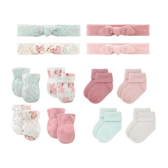 The Peanutshell 0-3m Floral Elephant Baby Unisex Knit 30-pc. Baby Clothing Set