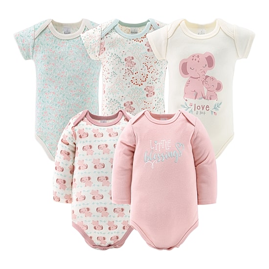The Peanutshell 0-3m Floral Elephant Baby Unisex Knit 30-pc. Baby Clothing Set