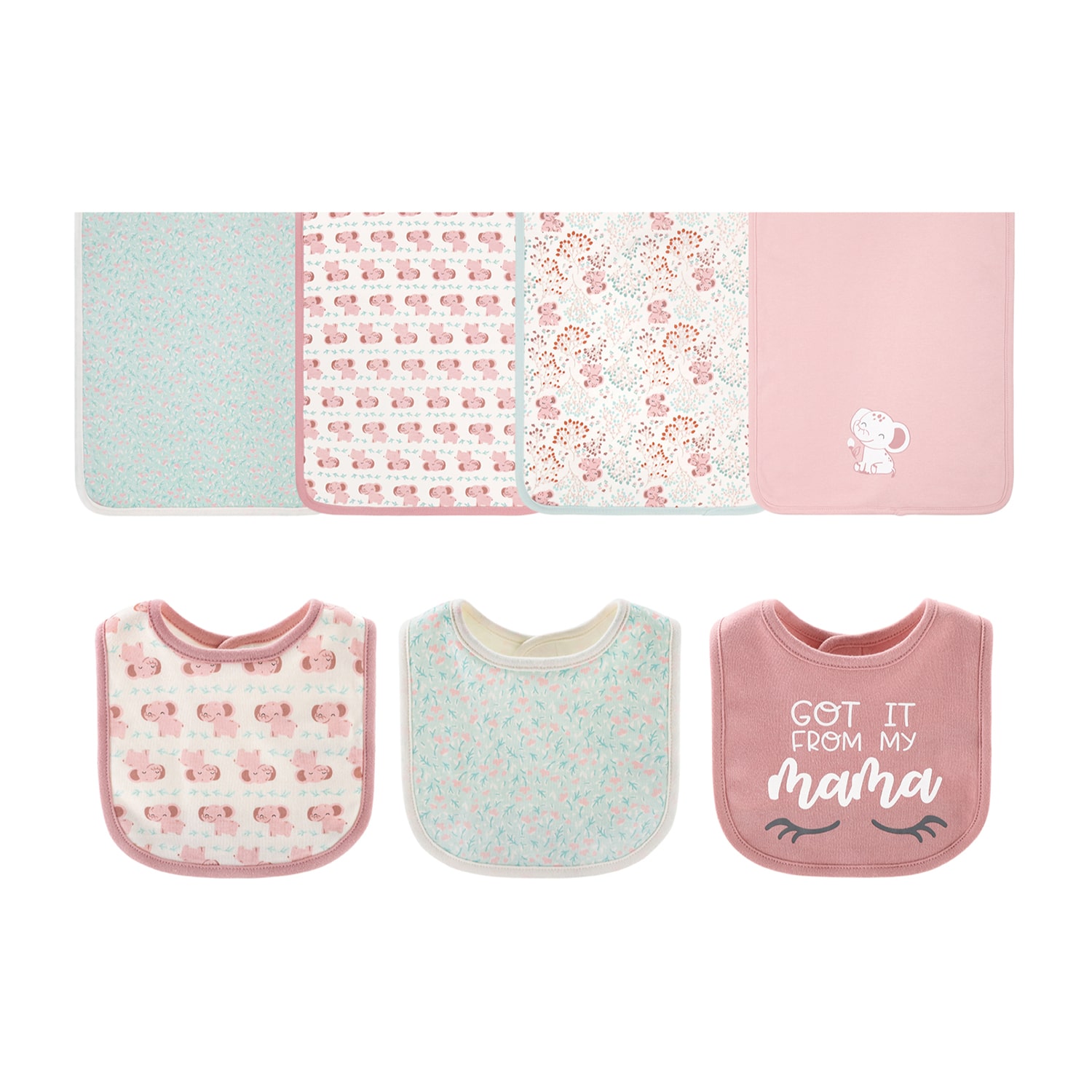 The Peanutshell 0-3m Floral Elephant Baby Unisex 30-pc. Baby Clothing Set