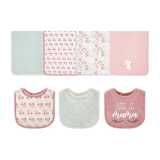The Peanutshell 0-3m Floral Elephant Baby Unisex Knit 30-pc. Baby Clothing Set