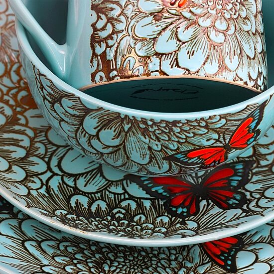 Elama Butterfly Garden 16-pc. Stoneware Dinnerware Set