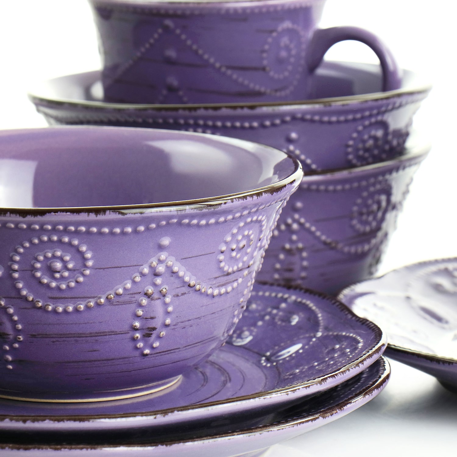 Elama Rustic Birch 16-pc. Stoneware Dinnerware Set