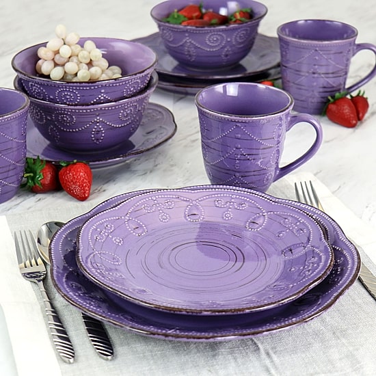 Elama Rustic Birch 16-pc. Stoneware Dinnerware Set
