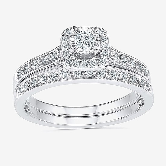 Womens 1/3 CT.T.W. Natural Diamond 10K White Gold Bridal Set