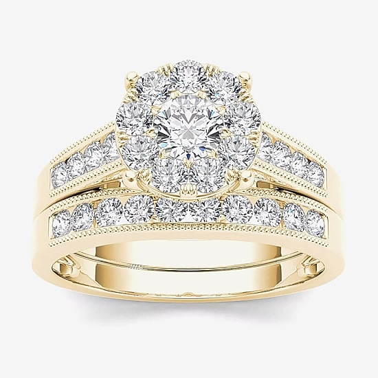 1 CT.T.W. Natural Diamond 10K Yellow Gold Bridal Ring Set