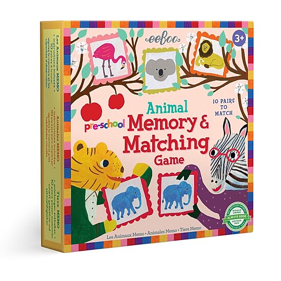 Eeboo Pre-School Animal Memory And Matching Game Brain Game