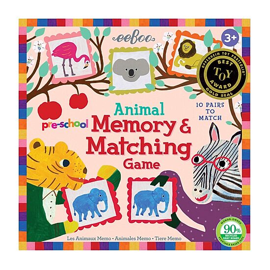Eeboo Pre-School Animal Memory And Matching Game Brain Game