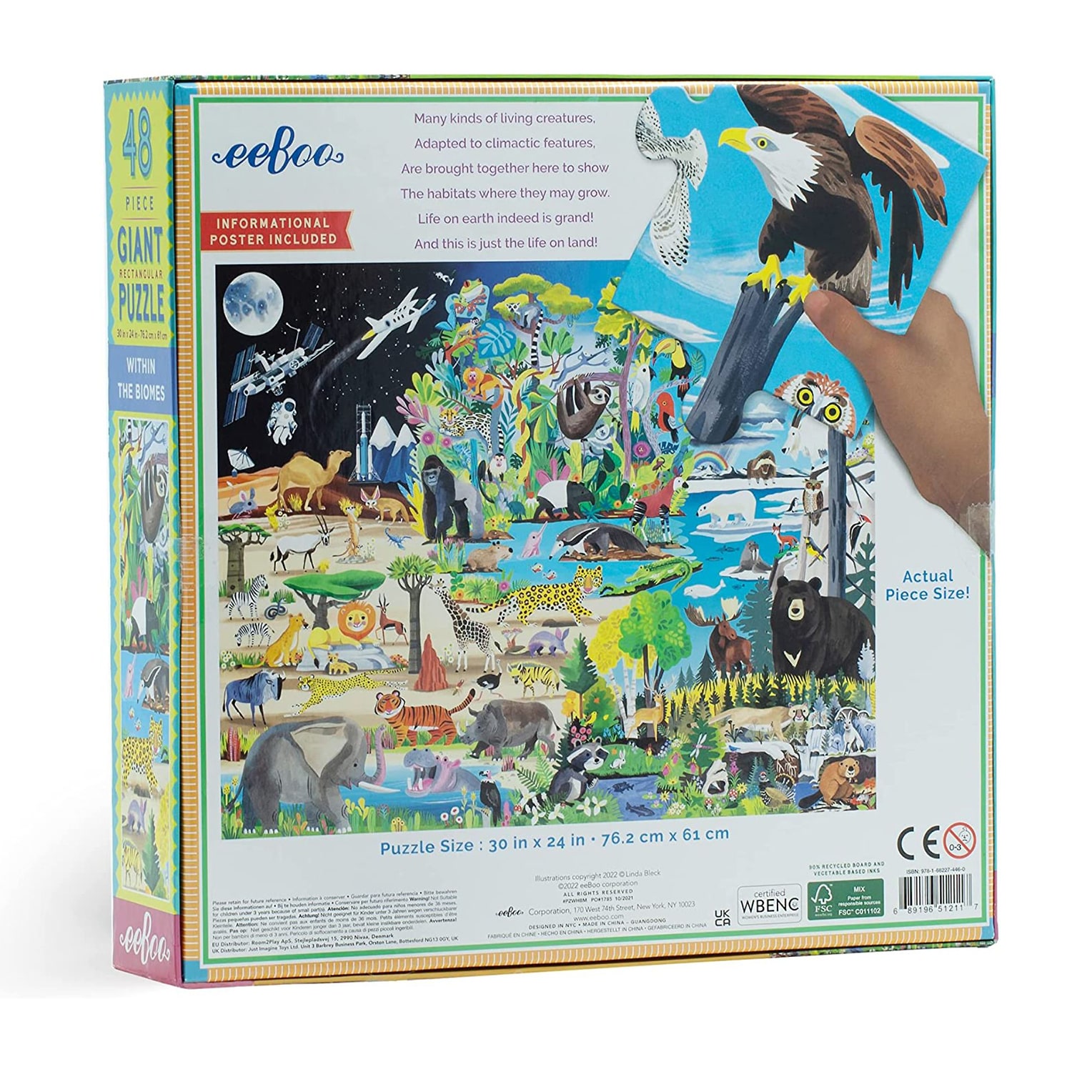 Eeboo Within The Biomes 48 Piece Giant Jigsaw 48-pc. Puzzle