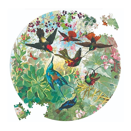 Eeboo Piece And Love Hummingbirds 500 Piece Round Circle Jigsaw 500-pc. Puzzle