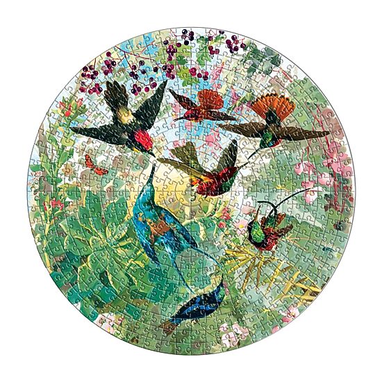 Eeboo Piece And Love Hummingbirds 500 Piece Round Circle Jigsaw 500-pc. Puzzle