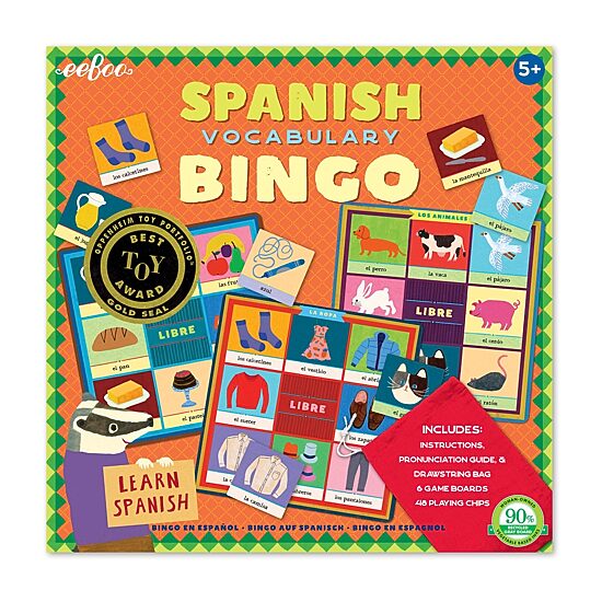 Eeboo Spanish Bingo Vocabulary Game Brain Game
